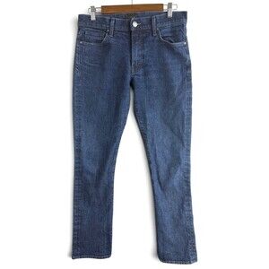 dstld slim zip jeans dark wash blue denim 32x29 minimalist modern mens designer